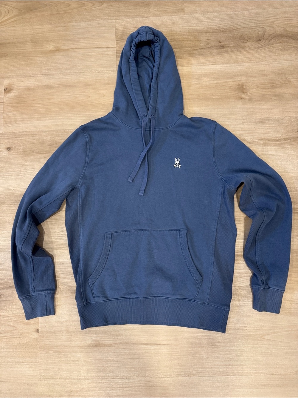 Men’s XS Psycho Bunny Blue Embroidered Logo Pullover Fleece Knit Hoodie